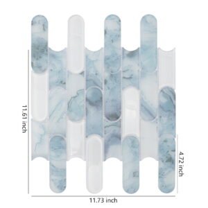 Mosaïque en verre – bleu clair, linéaire, pour douche