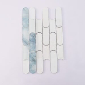 Mosaïque en verre – bleu clair, linéaire, pour douche