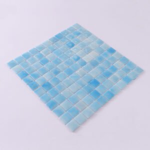 Piastrelle a mosaico in vetro – azzurro chiaro / blu, quadrato, in vetro riciclato, per piscina