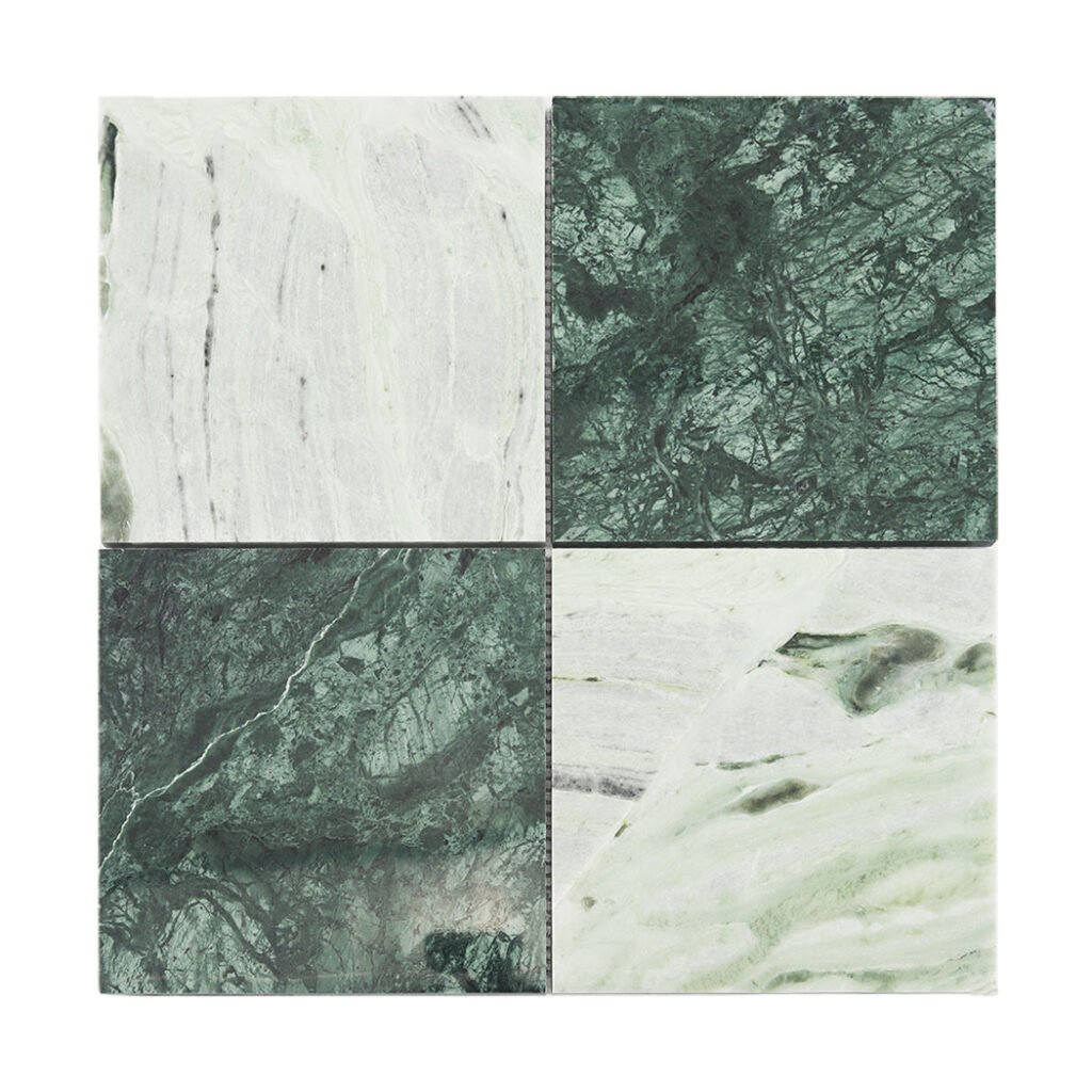 Marmormosaikfliesen – Grün, Schachbrettmuster, 4×4, matt, für Duschen