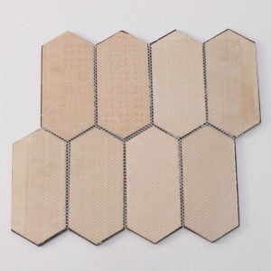 Mosaïque en acier inoxydable – noir, hexagonal, format allongé, brillant