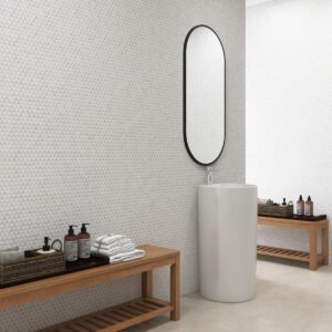 Mosaico de vidrio – blanco, damero, triangular