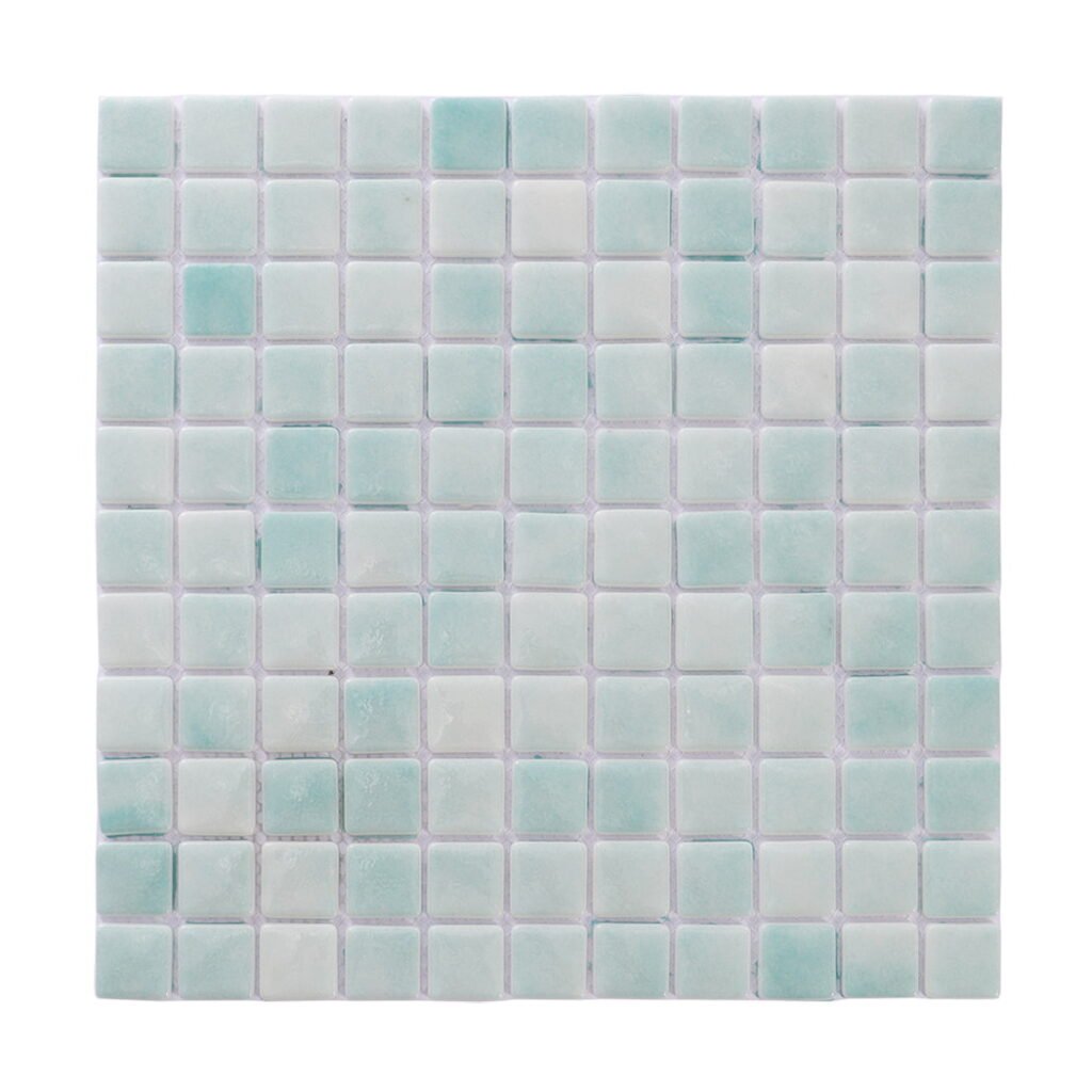 Mosaïque en verre – vert menthe, carré, recyclé, pour sol