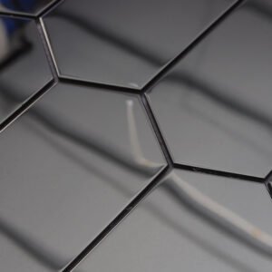 Metallmosaikfliesen – Schwarz, Sechsecke, Spiegeloptik