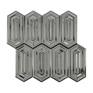 Mirror black picket stainless steel mosaic tile sheet full view