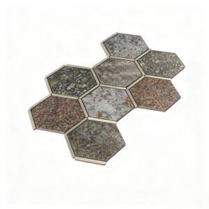 Piastrelle a mosaico in alluminio – grigio / marrone, esagonale