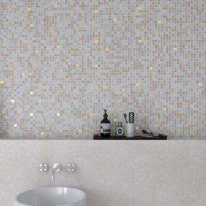 Glasmosaikfliesen – Goldfarben / Beige, 24K-Gold, mit Goldfolie