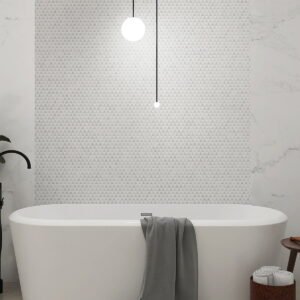 Mosaico de vidrio – blanco, damero, triangular