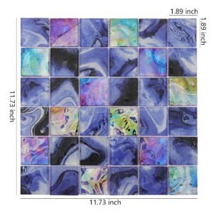 Glasmosaikfliesen – Marineblau, Quadrate, irisierend, für Fliesenspiegel