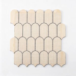 Piastrelle a mosaico in metallo – blu, a ventaglio, per pareti