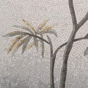Handgefertigtes Glasmosaikbild – Tropischer Regenwald mit Lotus und Fluss