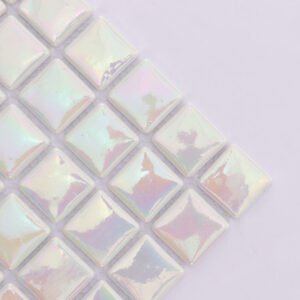 Piastrelle a mosaico in vetro – bianco, quadrato, in vetro riciclato, per pavimenti