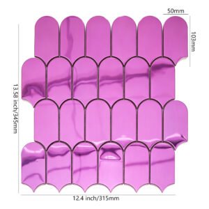 Mosaico metálico rosa brilhante em forma de arco para lavabo e sala