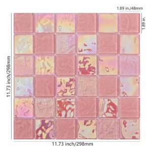 Glasmosaikfliesen – Rosa, Quadrate, irisierend, für Fliesenspiegel
