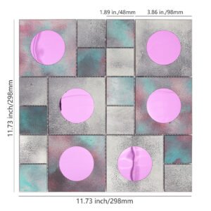 Piastrelle a mosaico in vetro e metallo – rosa, quadrato, rotondo, per pareti