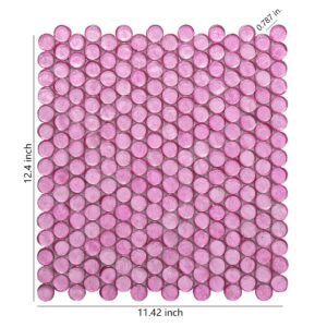 Mosaïque en verre – rose, petits ronds, rond, pour crédence
