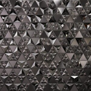 Mosaikfliesen aus Edelstahl – Schwarz, Dreiecke, 3D-Struktur, für Wände