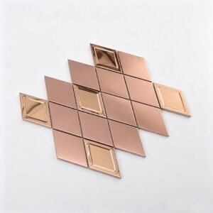 Metallmosaikfliesen – Roségold, Rauten, für Fliesenspiegel – BJ-A796342E5915