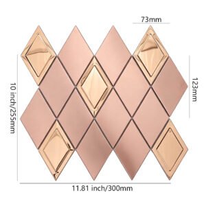 Metallmosaikfliesen – Roségold, Rauten, für Fliesenspiegel – BJ-A796342E5915
