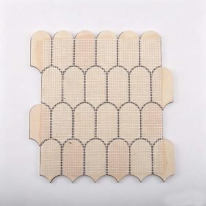 Mosaikfliesen aus Edelstahl – Roségold, Fächerform, gehämmert, für Wände