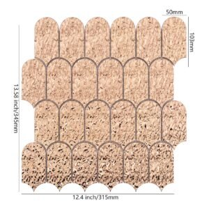 Mosaikfliesen aus Edelstahl – Roségold, Fächerform, gehämmert, für Wände