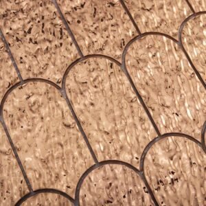 Mosaikfliesen aus Edelstahl – Roségold, Fächerform, gehämmert, für Wände