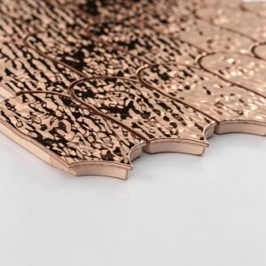 Mosaikfliesen aus Edelstahl – Roségold, Fächerform, gehämmert, für Wände