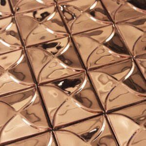 Metallmosaikfliesen – Roségold, Quadrate, 3D-Struktur