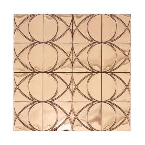 Front view of rose gold mirror stainless steel square pattern mosaic tile