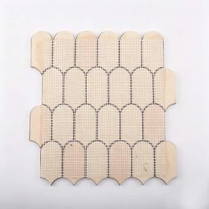 Mosaïque en acier inoxydable – or rose, forme éventail, pour mur