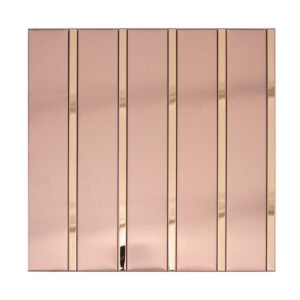White background image for rose gold stainless steel striped tile