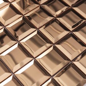 Mosaico quadrado brilhante de aço inoxidável em ouro rosa para paredes interiores modernas