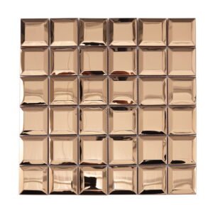 Full sheet of rose gold mirror beveled stainless steel mosaic wall tile