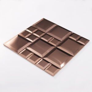Metallmosaikfliesen – Roségold, Quadrate, gebürstet, für Fliesenspiegel