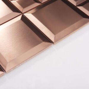 Metallmosaikfliesen – Roségold, Quadrate, gebürstet, für Fliesenspiegel