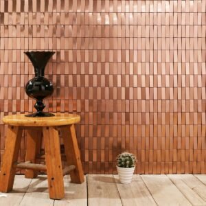 Metallmosaikfliesen – Roségold, Streifen, Wellenmuster, 3D-Struktur