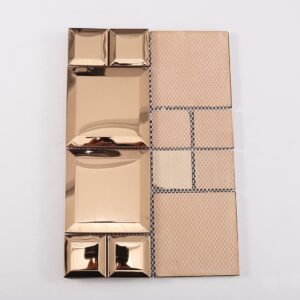 Mosaikfliesen aus Edelstahl – Roségold, Spiegeloptik