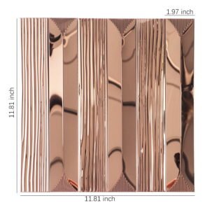 Lodret metalmosaik i rosaguld rustfrit stål i metroformat