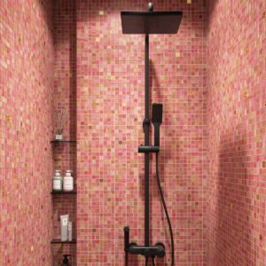 Mosaicos de vidro rosa-claro com folha de ouro 24K