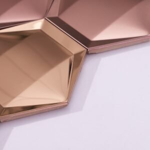 Metallmosaikfliesen – Roségold, Sechsecke, 3D-Struktur