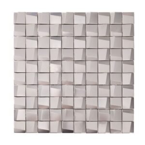 Silver cube 3D stainless steel mosaic tile sheet