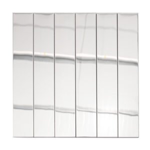 Mosaikfliesen aus Edelstahl – Silberfarben, Streifen, Spiegeloptik, längliches Format, für Wände