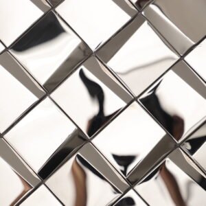 Mosaikfliesen aus Edelstahl – Quadrate, 3D-Struktur