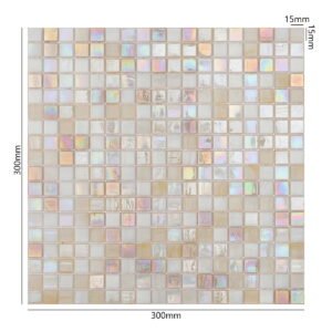 Piastrelle a mosaico in vetro – beige, iridescente