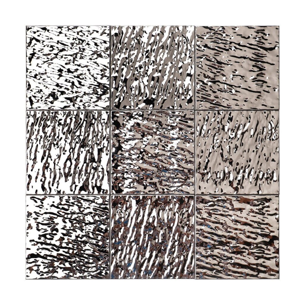 Mosaikfliesen aus Edelstahl – Wellenmuster, 3D-Struktur