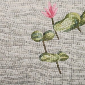 Handgefertigtes Glasmosaikbild – Tropischer Regenwald mit Lotus und Fluss