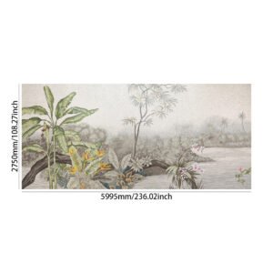 Handgefertigtes Glasmosaikbild – Tropischer Regenwald mit Lotus und Fluss