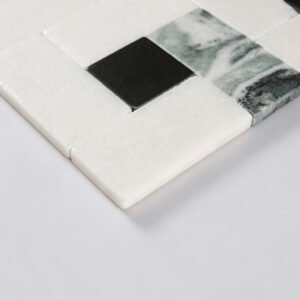 Mosaico de mármol – blanco / negro, cuadrado, geométrico — BJ-031310A1626B
