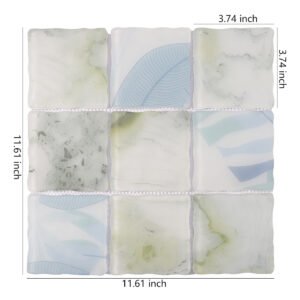 Mosaico de vidrio – blanco / verde, cuadrado, para pared