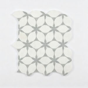 Mosaïque en marbre – blanc / vert, motif feuille